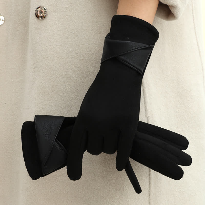 Women's Solid Color Warm Fleece Lined Sueded Gloves - image 18