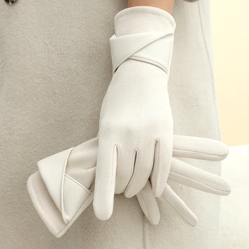 Women's Solid Color Warm Fleece Lined Sueded Gloves - image 15