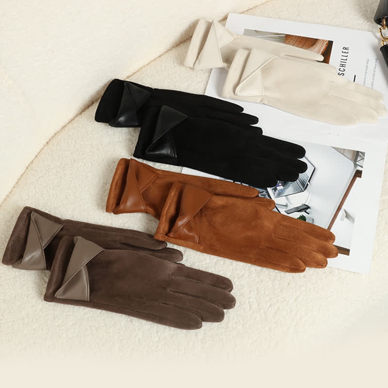 Women's Solid Color Warm Fleece Lined Sueded Gloves - image 9