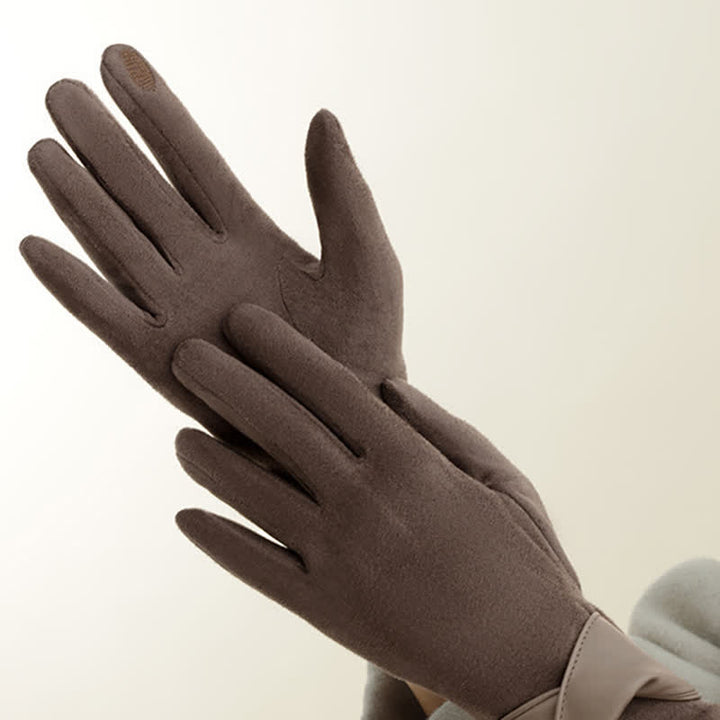 Women's Solid Color Warm Fleece Lined Sueded Gloves - image 8