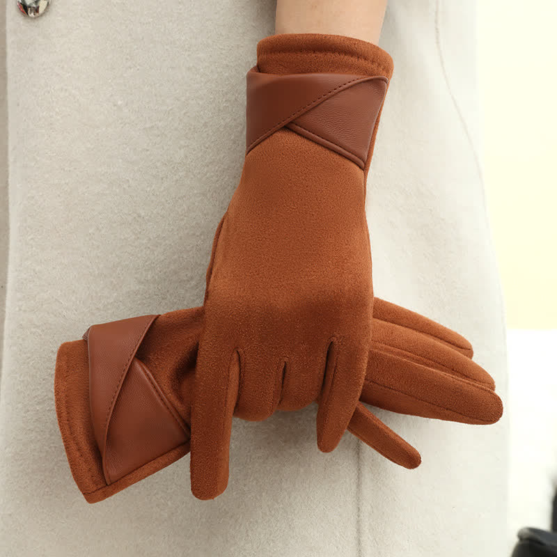 Women's Solid Color Warm Fleece Lined Sueded Gloves - image 12