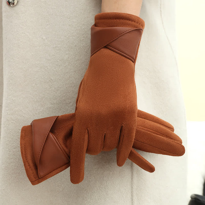 Women's Solid Color Warm Fleece Lined Sueded Gloves - image 12