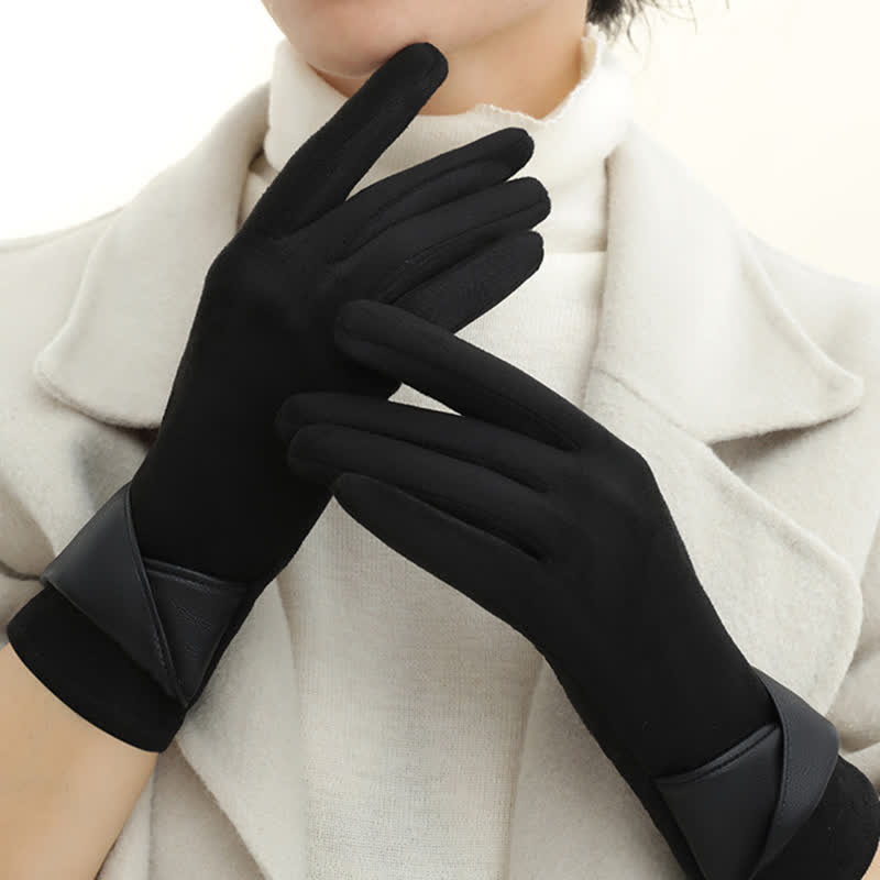Women's Solid Color Warm Fleece Lined Sueded Gloves - image 19