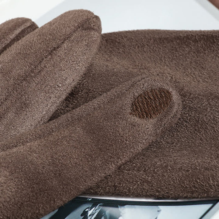 Women's Solid Color Warm Fleece Lined Sueded Gloves - image 5