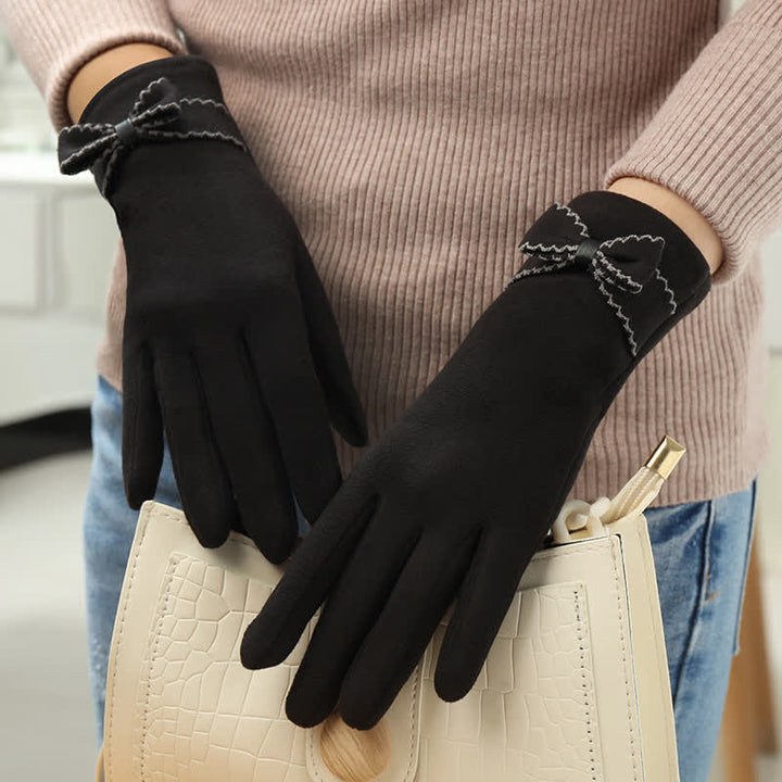 Women's Cute Bow Knot Full Finger Cover Gloves - image 9