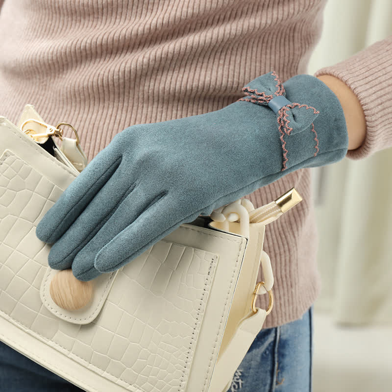 Women's Cute Bow Knot Full Finger Cover Gloves - image 12