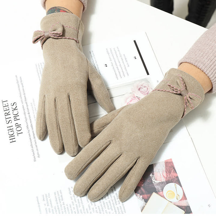 Women's Cute Bow Knot Full Finger Cover Gloves - image 1