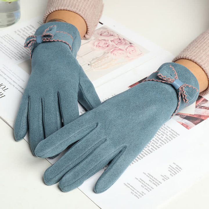 Women's Cute Bow Knot Full Finger Cover Gloves - image 11