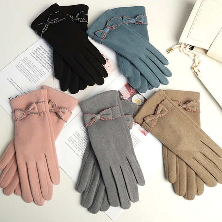 Women's Cute Bow Knot Full Finger Cover Gloves - image 7