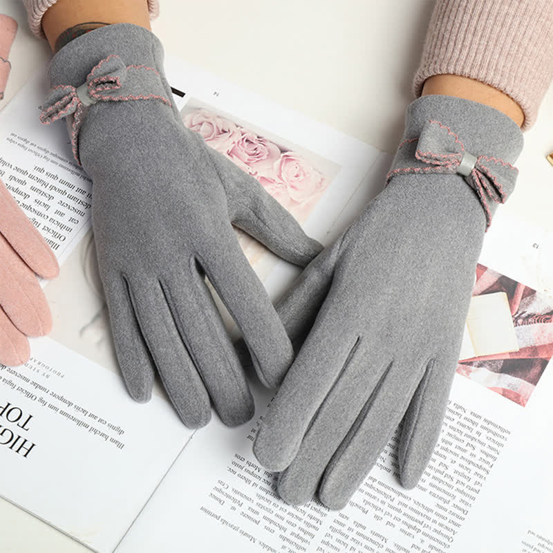 Women's Cute Bow Knot Full Finger Cover Gloves - image 14