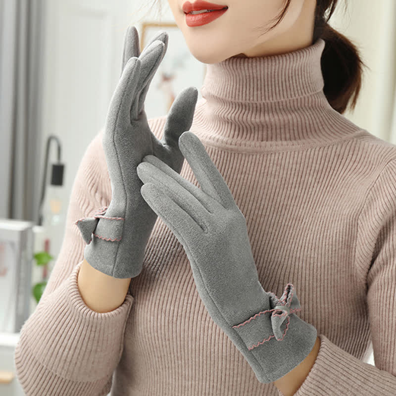 Women's Cute Bow Knot Full Finger Cover Gloves - image 15