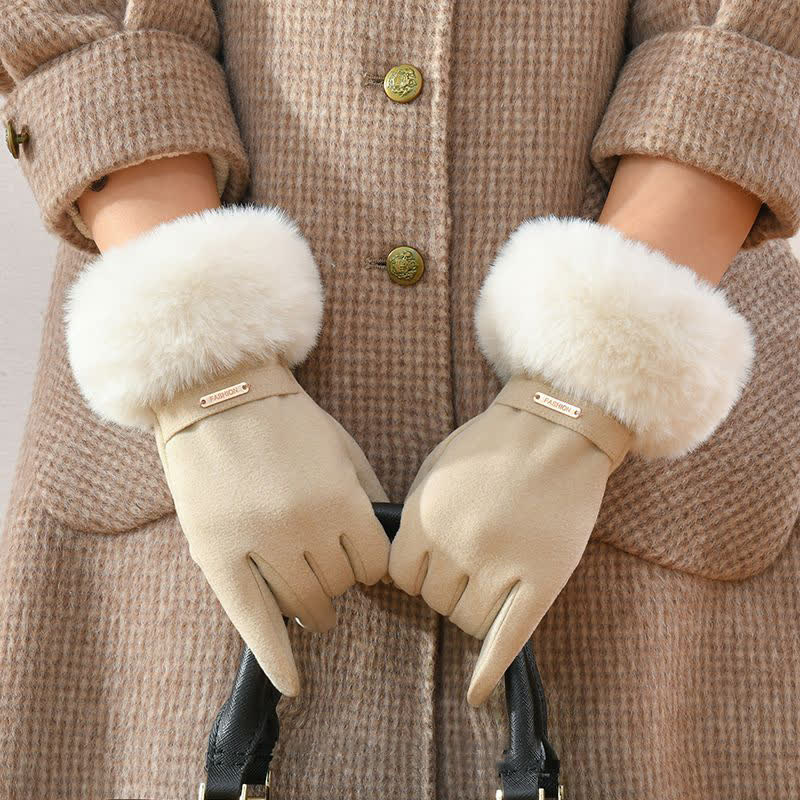 Women's Warmer Plush Fluffy Wrist Touch Screen Gloves - image 1