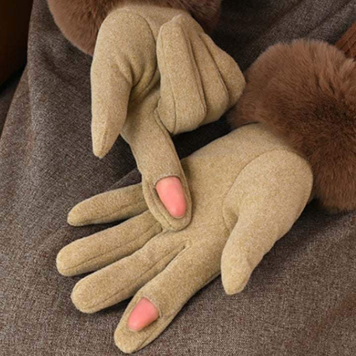 Women's Warmer Plush Fluffy Wrist Touch Screen Gloves - image 4