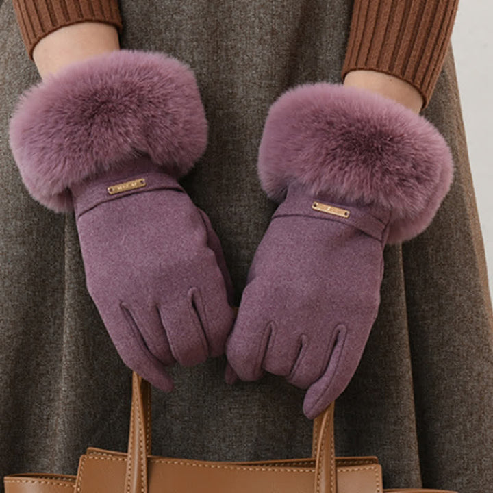 Women's Warmer Plush Fluffy Wrist Touch Screen Gloves - image 6