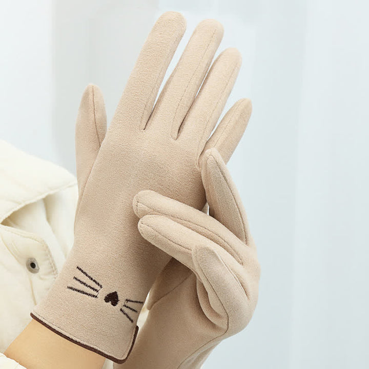 Women's Cute Cat Embroidery Screen Touch Finger Tip Gloves - image 13