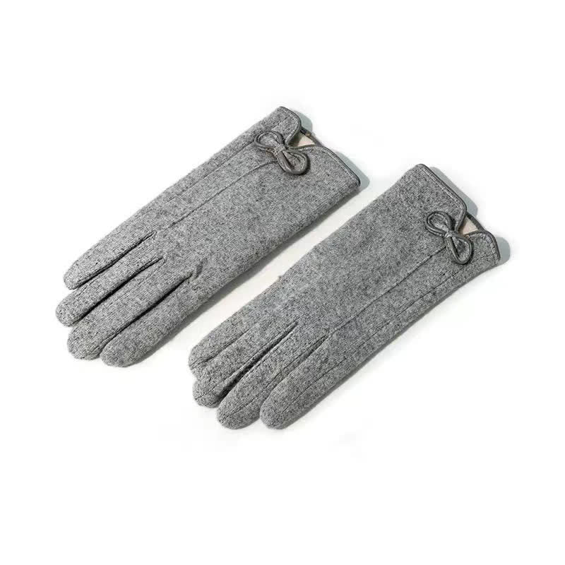 Women's Sweet Little Bow Knot Heart Design Gloves - Gray - image 5