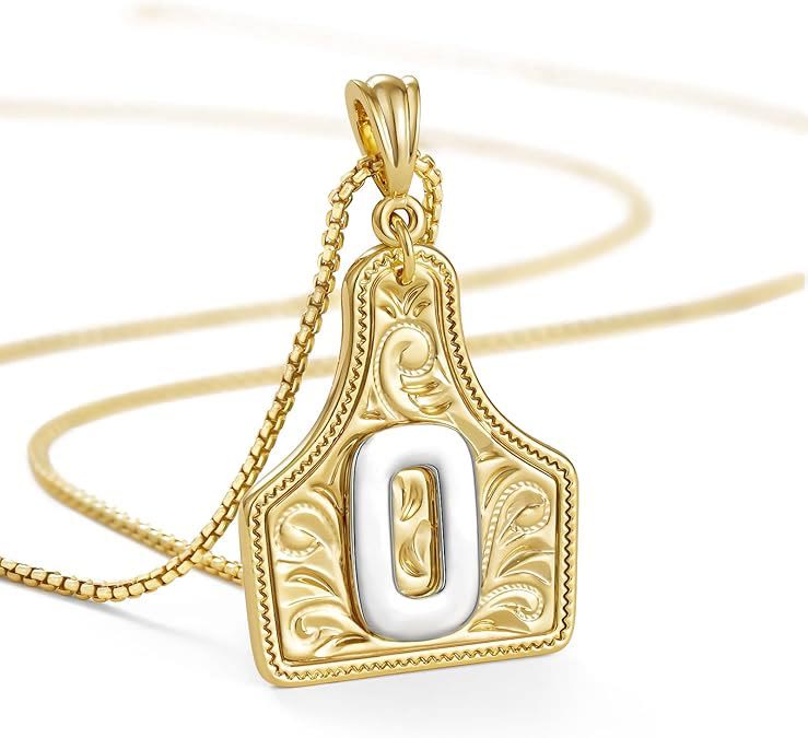 Fashionable Golden Letter Pendant Embossed Necklace - O - image 17