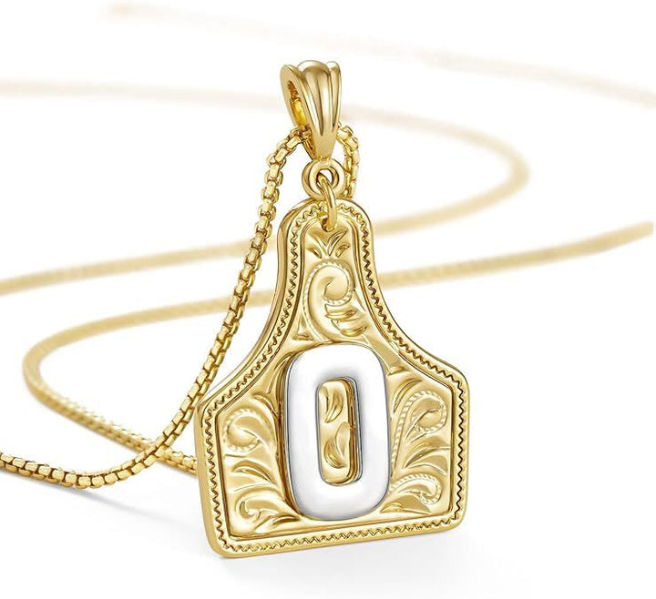 Fashionable Golden Letter Pendant Embossed Necklace - O - image 17