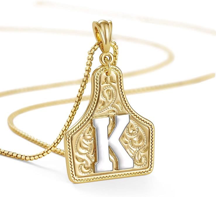 Fashionable Golden Letter Pendant Embossed Necklace - K - image 13
