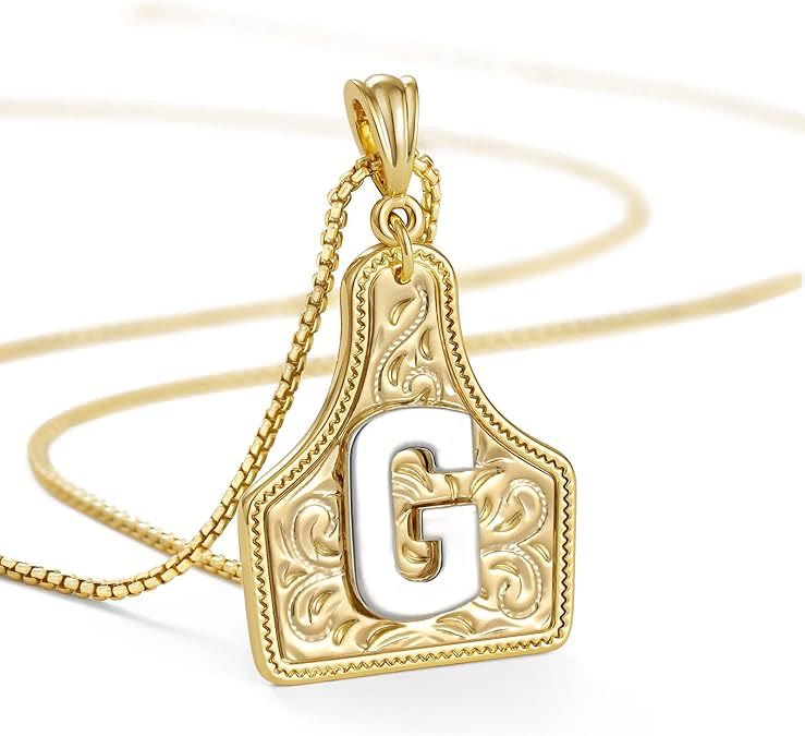 Fashionable Golden Letter Pendant Embossed Necklace - G - image 9