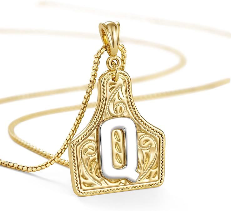 Fashionable Golden Letter Pendant Embossed Necklace - Q - image 19