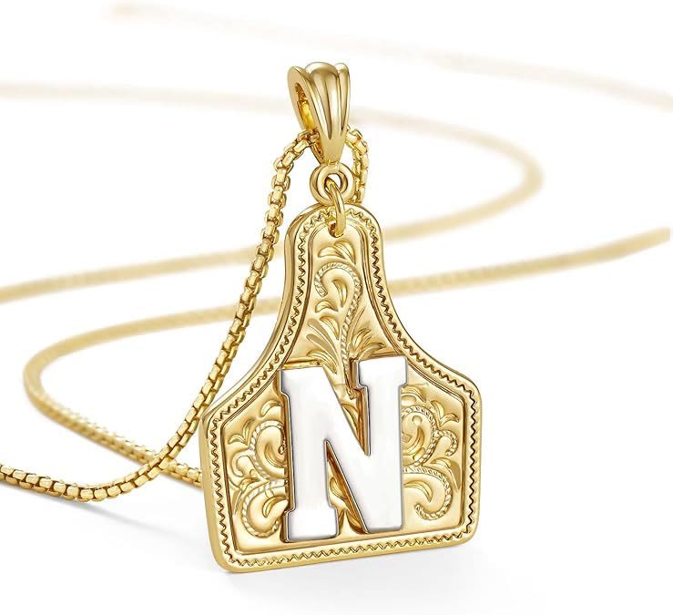 Fashionable Golden Letter Pendant Embossed Necklace - N - image 16