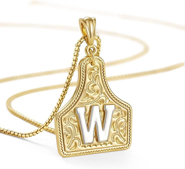 Fashionable Golden Letter Pendant Embossed Necklace - W - image 25