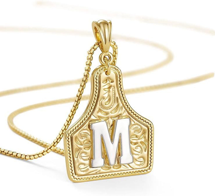 Fashionable Golden Letter Pendant Embossed Necklace - M - image 15