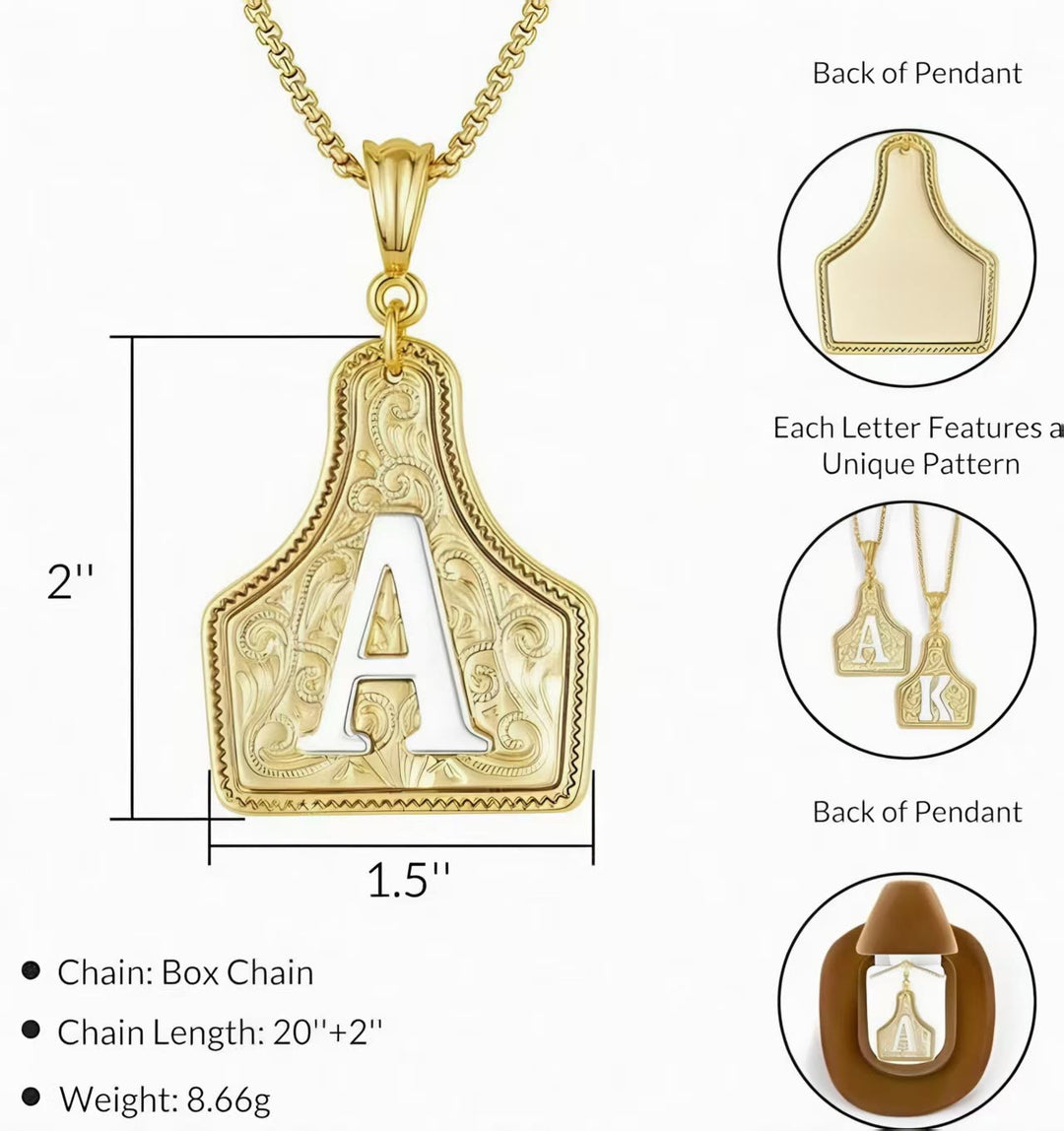 Fashionable Golden Letter Pendant Embossed Necklace - image 3