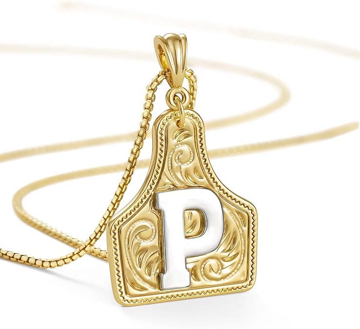 Fashionable Golden Letter Pendant Embossed Necklace - P - image 18