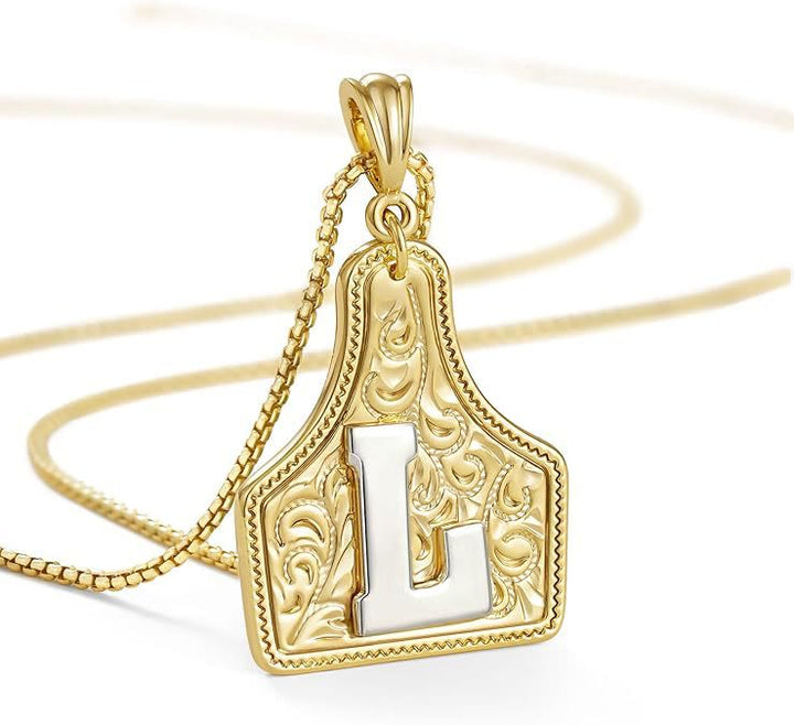 Fashionable Golden Letter Pendant Embossed Necklace - L - image 14