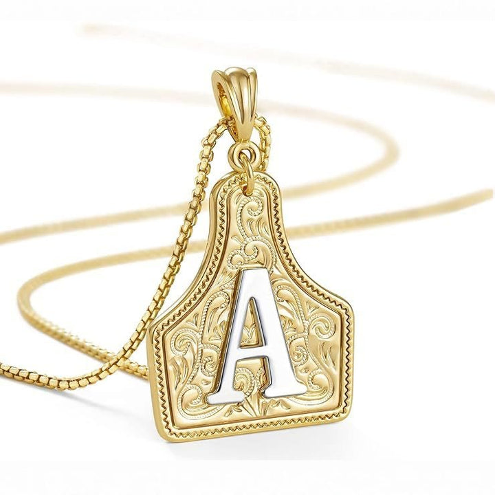 Fashionable Golden Letter Pendant Embossed Necklace - A - image 0
