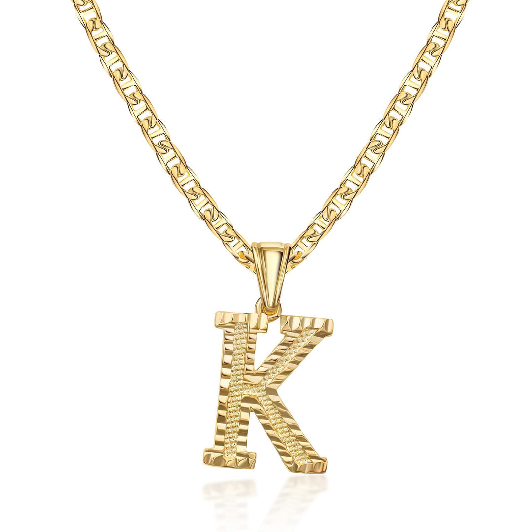 Simple & Noble Golden Letter Pendant Necklace - K - image 12