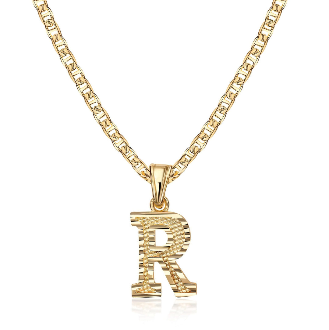 Simple & Noble Golden Letter Pendant Necklace - R - image 19
