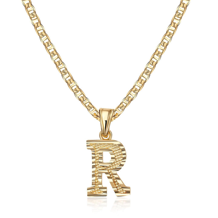 Simple & Noble Golden Letter Pendant Necklace - R - image 19