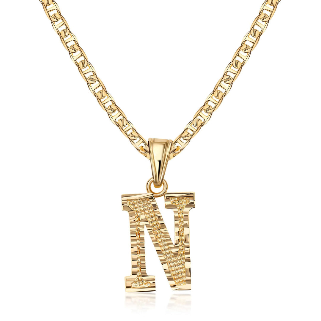 Simple & Noble Golden Letter Pendant Necklace - N - image 15