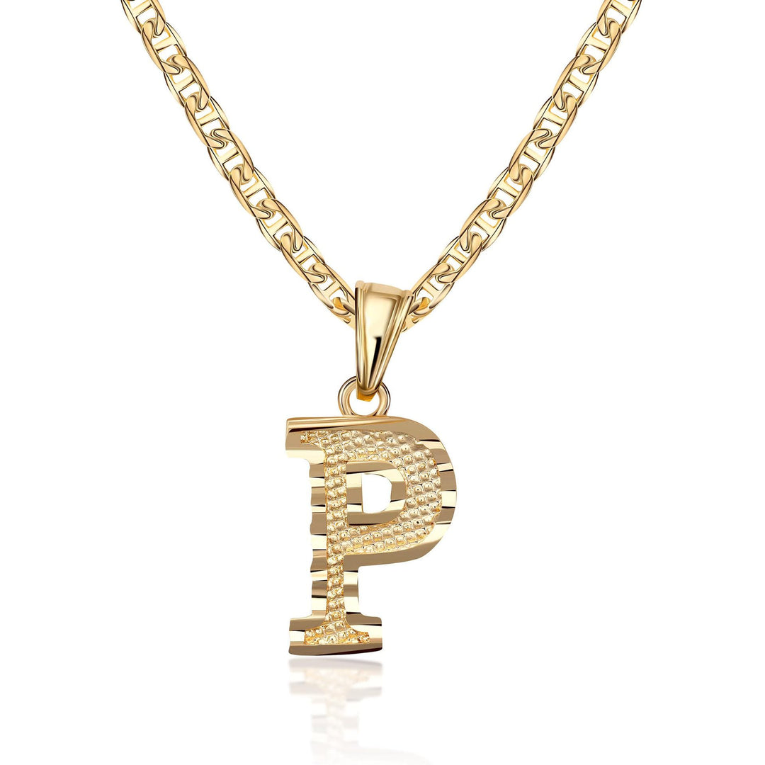Simple & Noble Golden Letter Pendant Necklace - P - image 17