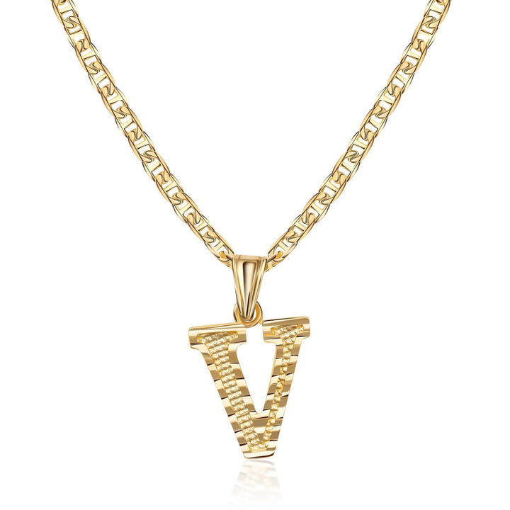 Simple & Noble Golden Letter Pendant Necklace - V - image 22
