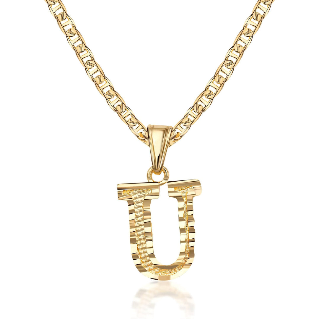 Simple & Noble Golden Letter Pendant Necklace - U - image 21