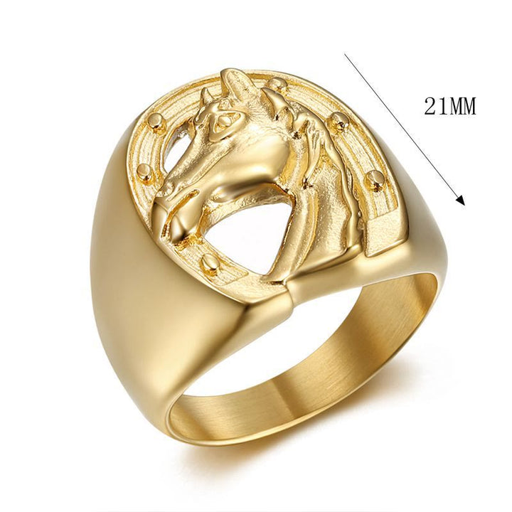 Personalized Golden Horse Head Western Style Ring - image 3