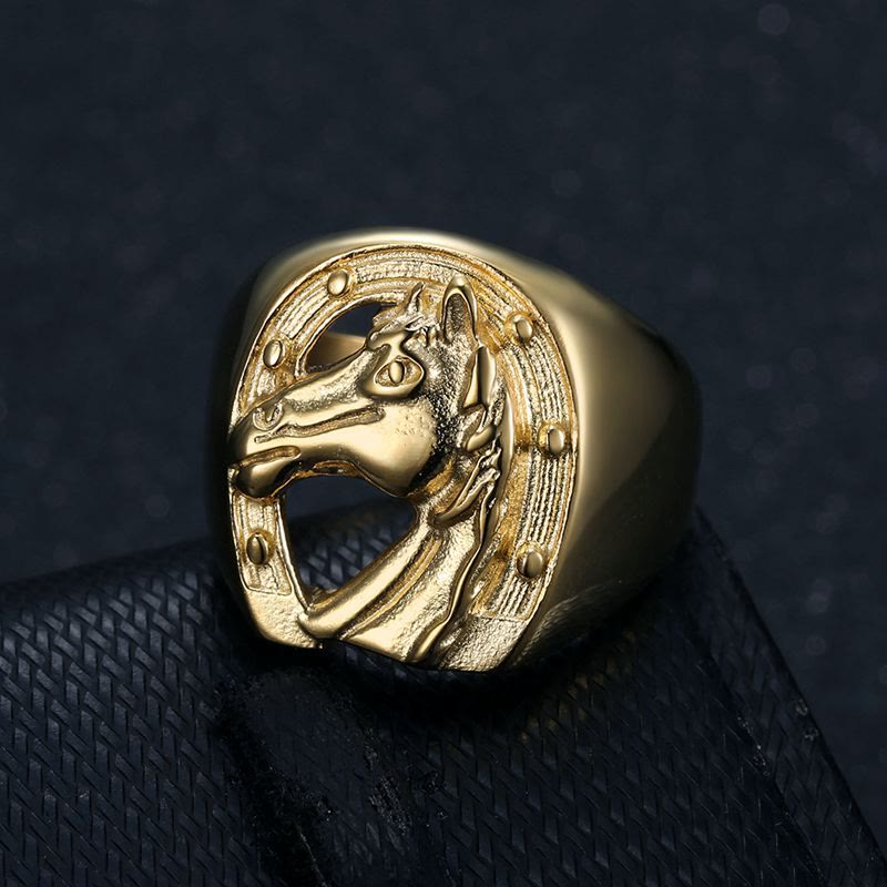 Personalized Golden Horse Head Western Style Ring - Golden Horse Head - #13 - image 0