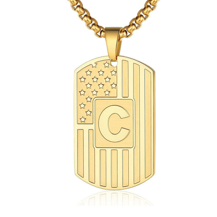 Personalized American Flag Letter Dog Tag Necklace - image 2