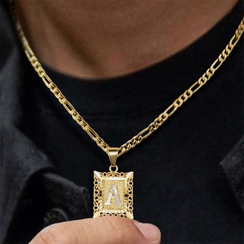 Golden Exquisite Square Hollow Letter Necklace - image 1