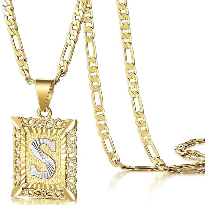 Golden Exquisite Square Hollow Letter Necklace - S - image 22
