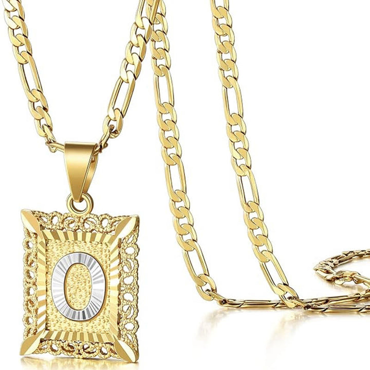 Golden Exquisite Square Hollow Letter Necklace - O - image 18