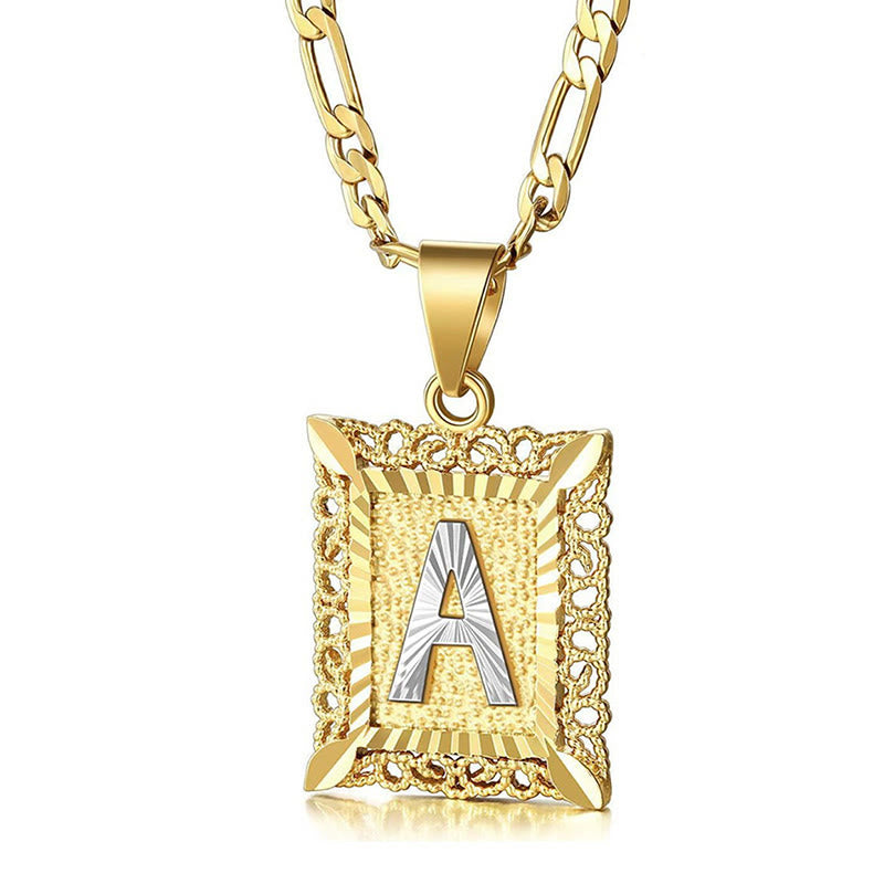 Golden Exquisite Square Hollow Letter Necklace - image 0