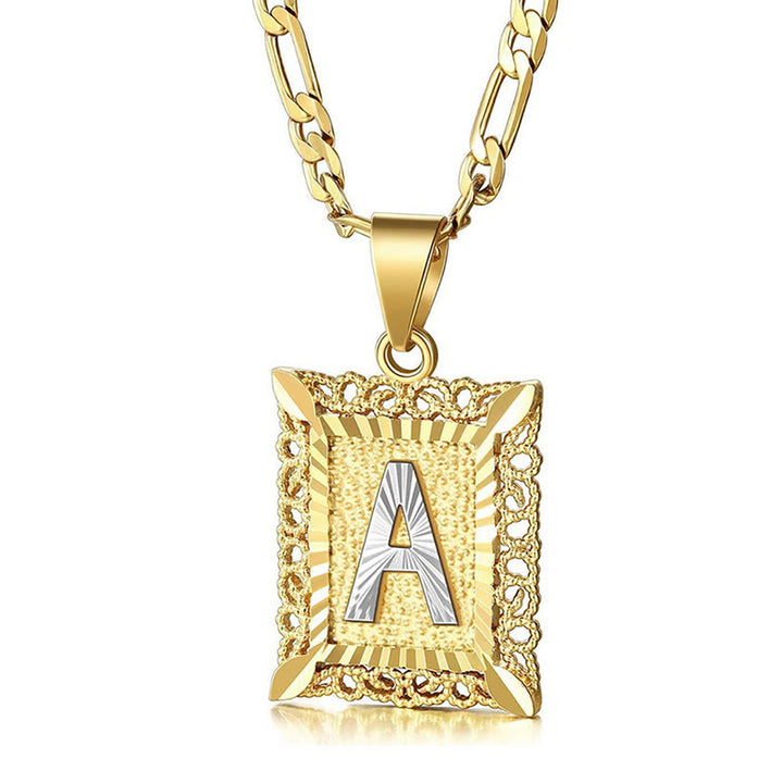 Golden Exquisite Square Hollow Letter Necklace - image 0