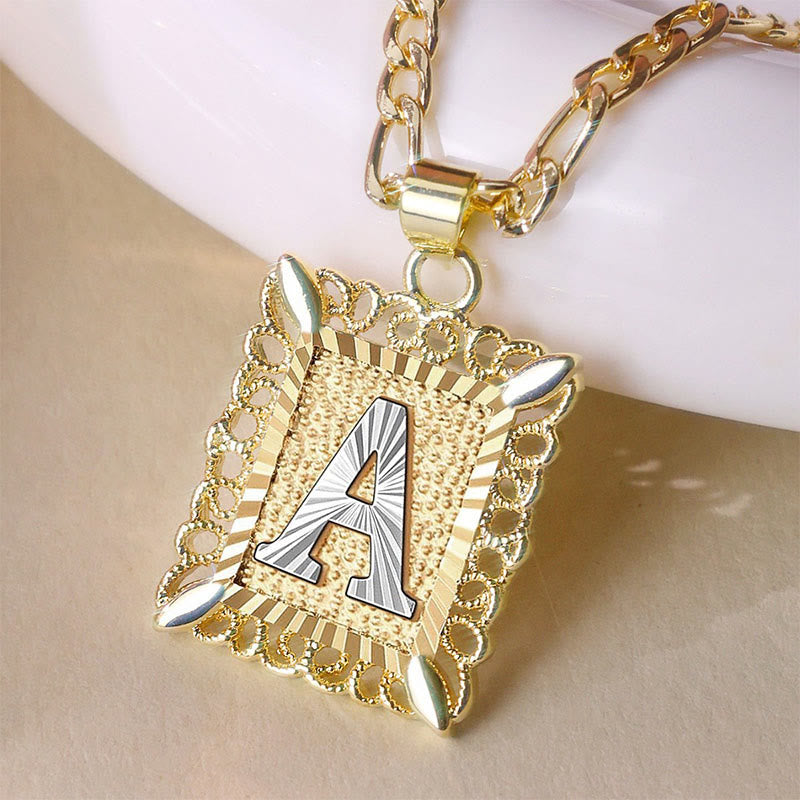 Golden Exquisite Square Hollow Letter Necklace - image 3