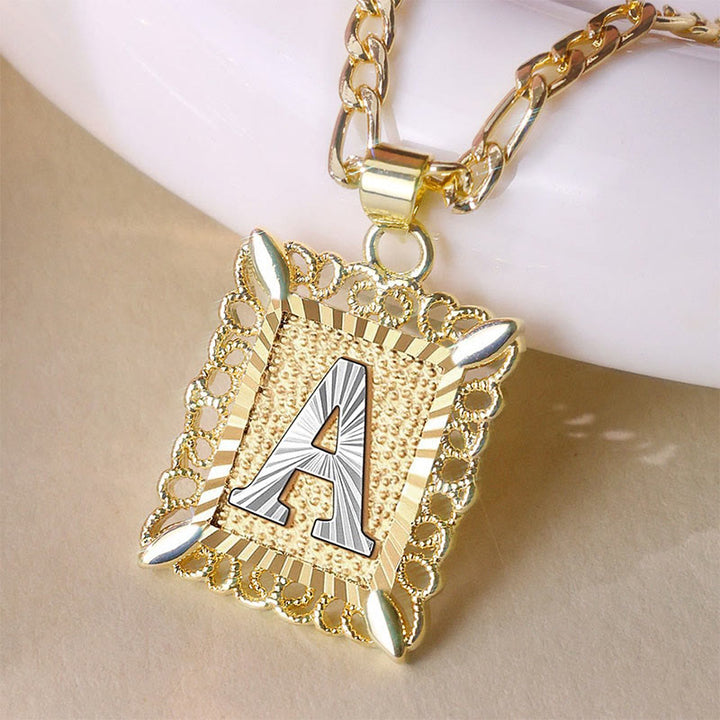 Golden Exquisite Square Hollow Letter Necklace - image 3