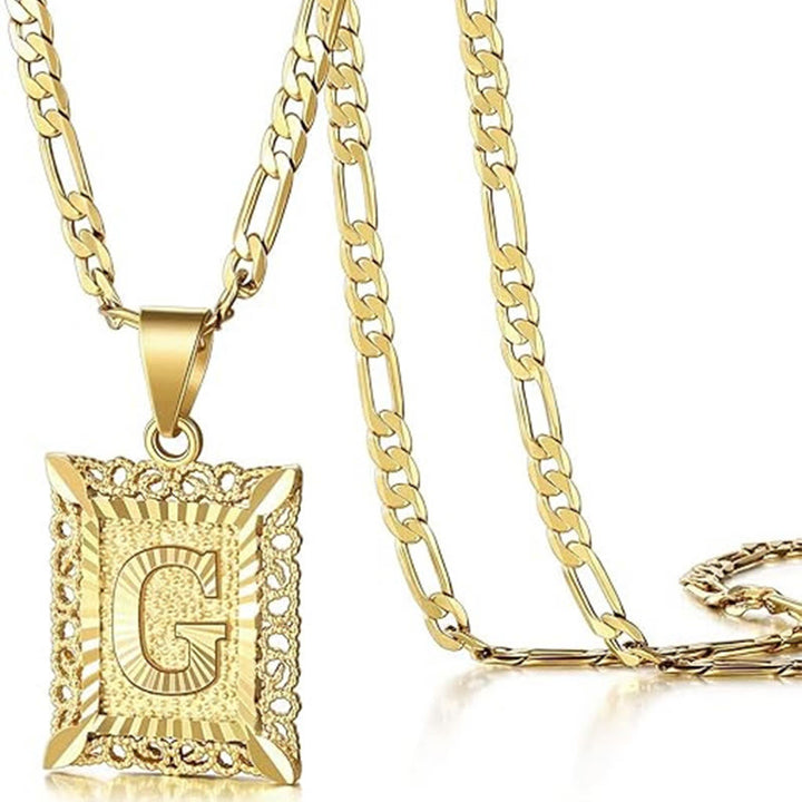 Golden Exquisite Square Hollow Letter Necklace - G - image 10